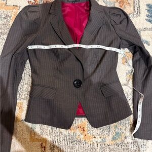 Express Gray Pinstripe Blazer with Pink Interior
